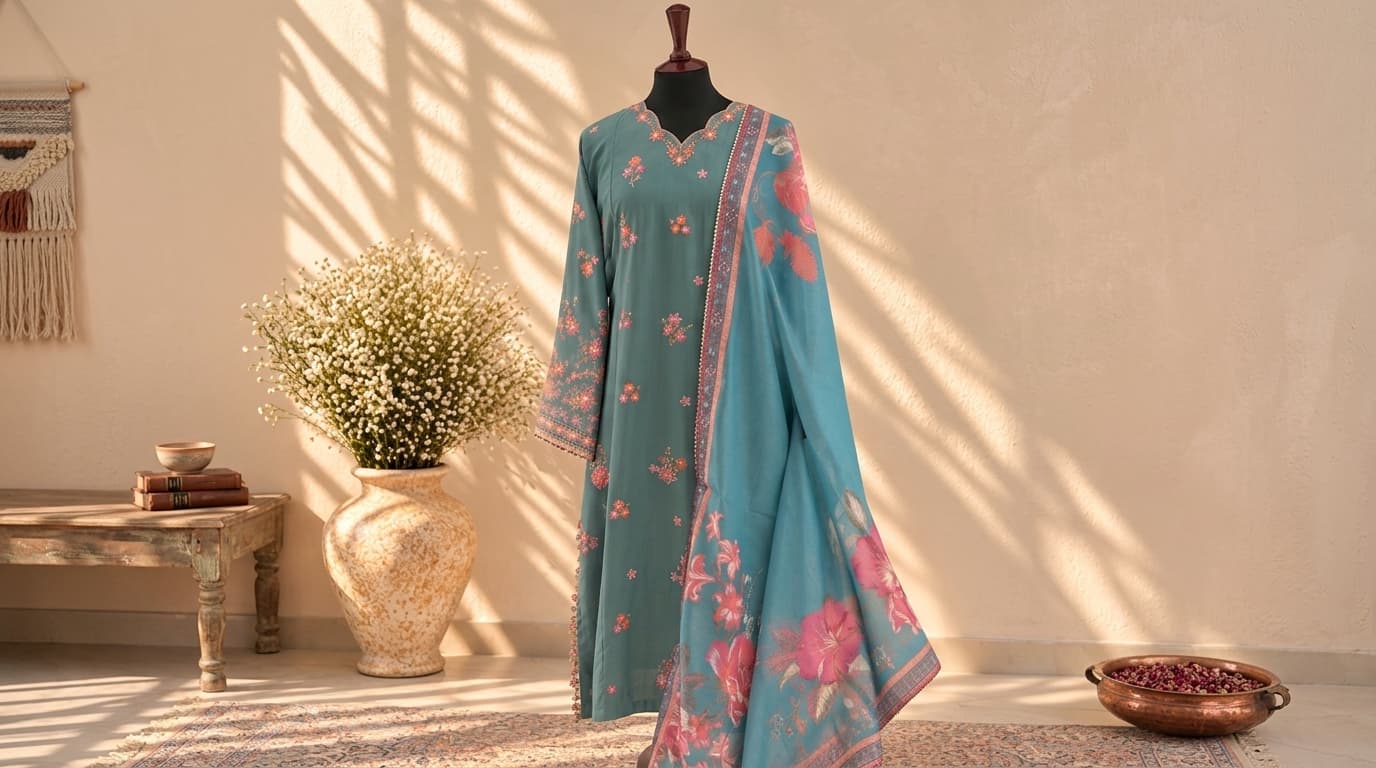 Anraaf Studio Teal Summer Lawn Outfit
